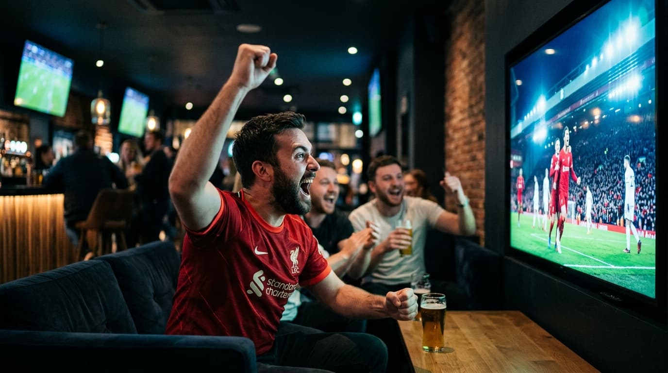 Football fan enjoying match highlights without seeing spoiler scorelines